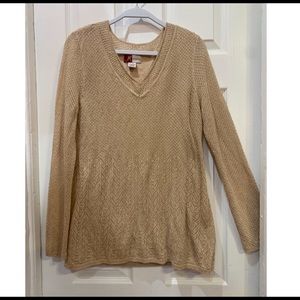 JM Collection long sleeve blouse , gold sparkle  color.